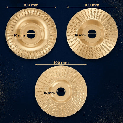 Maße: 100 mm Außendurchmesser und 16 mm Bohrung