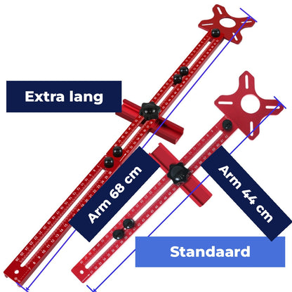 Ausführungen nebeneinander: Arm 44 cm Standard und Arm 68 cm Extra lang