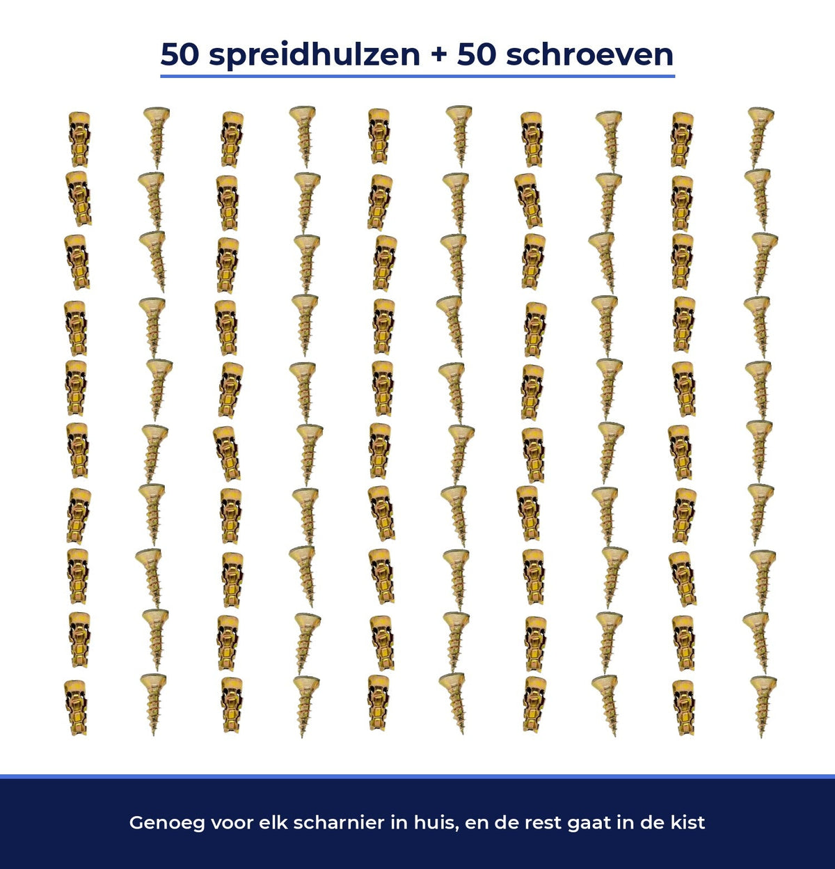 50 Spreizhülsen und 50 Schrauben, abzählbar ausgelegt auf Weiß