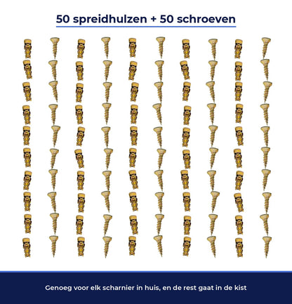 50 Spreizhülsen und 50 Schrauben, abzählbar ausgelegt auf Weiß